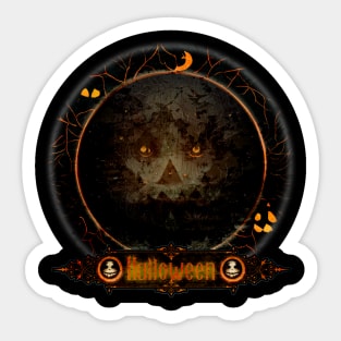 Happy Halloween Pumpkin Skull Badge Sticker